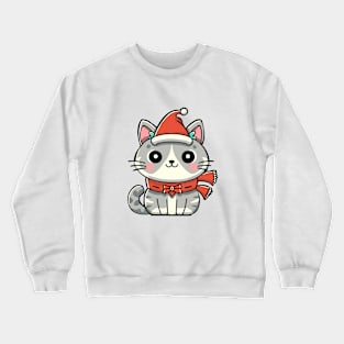 santa cat is happy Crewneck Sweatshirt